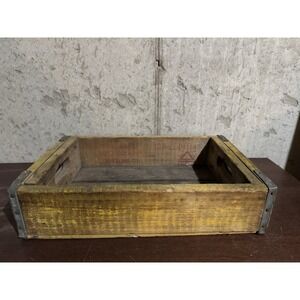 Vintage Coca-Cola Yellow Wooden Crate  Approx 18.5" X 12" X 5"  Coke Bottle Case